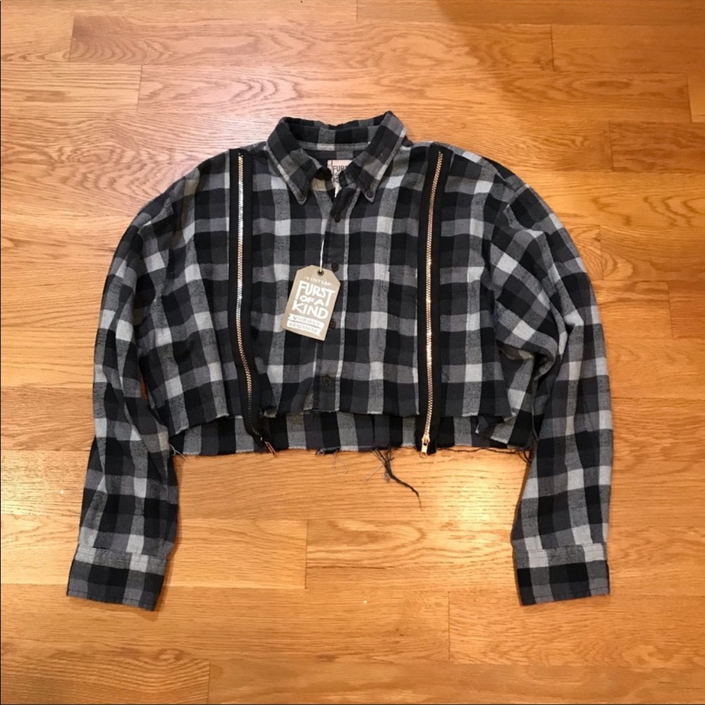 LF Store vintage gold zipper flannel